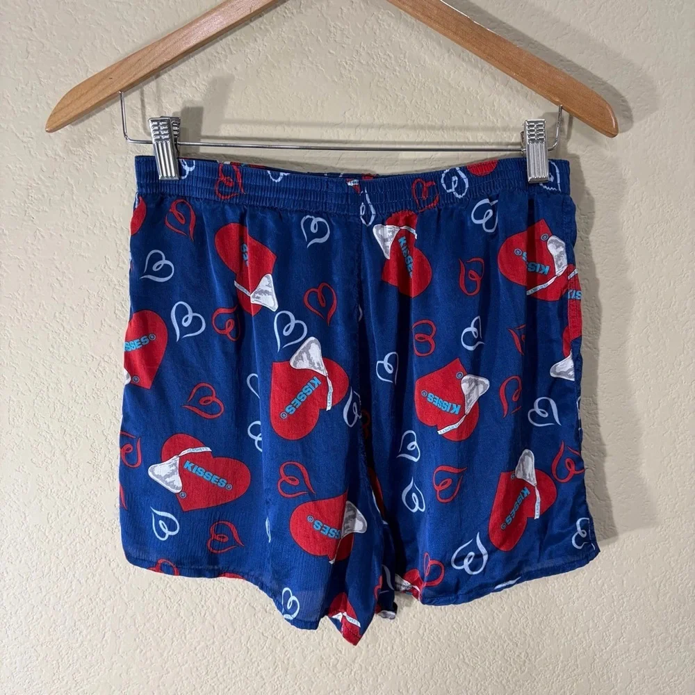 Luxury 100% Silk Mens Boxer Blue Hersey’s Sz M Vintage Cute Holiday Romantic